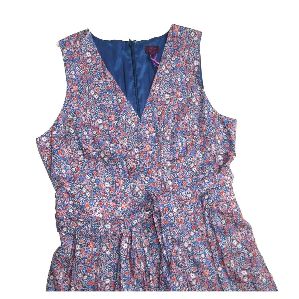NWT J.Crew Liberty Kayoko in Deep Blue Floral Sleeveless Faux Wrap Dress 4